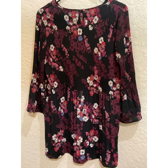 J. Jill Wearever Collection Floral Pleated Semi Sheer Long Sleeve Blouse Top S - Picture 3 of 6